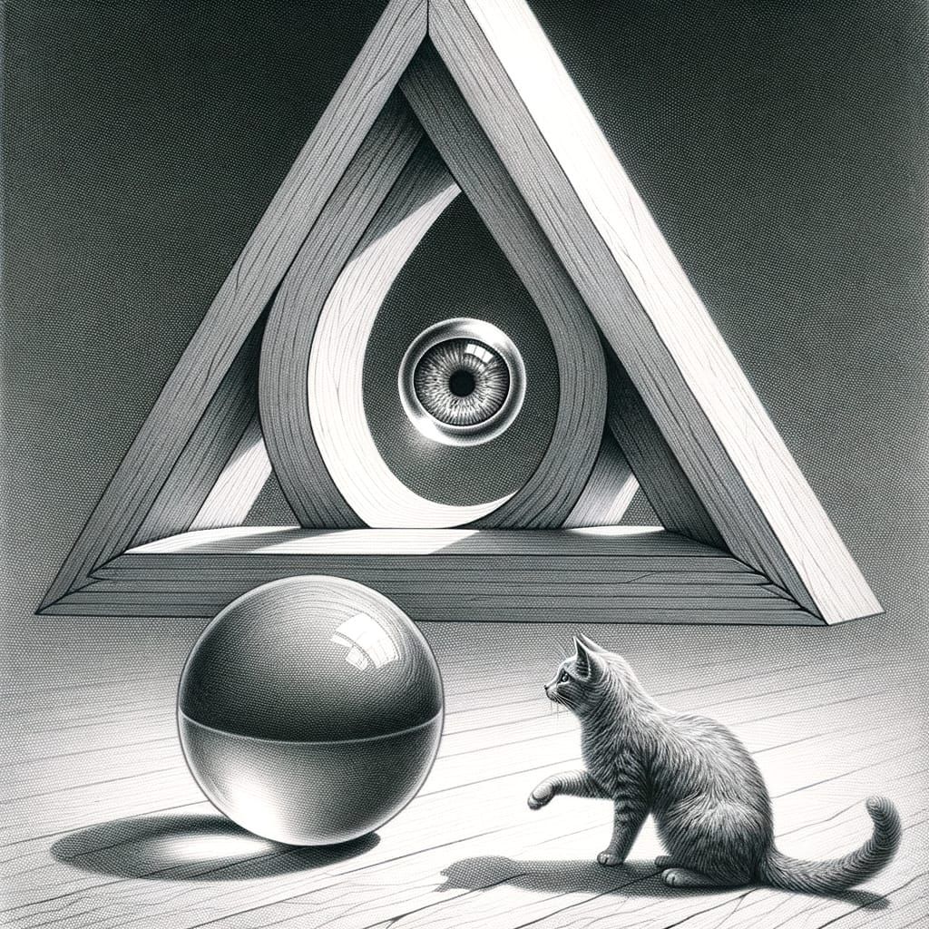 Whimsical Optical Illusion Pencil Drawing in Mathematically ...