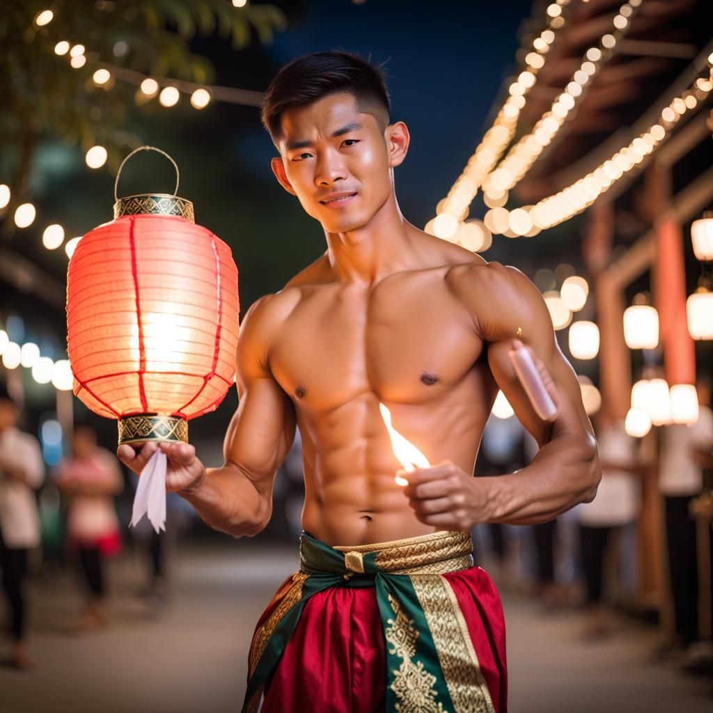 Thai man with lantern
