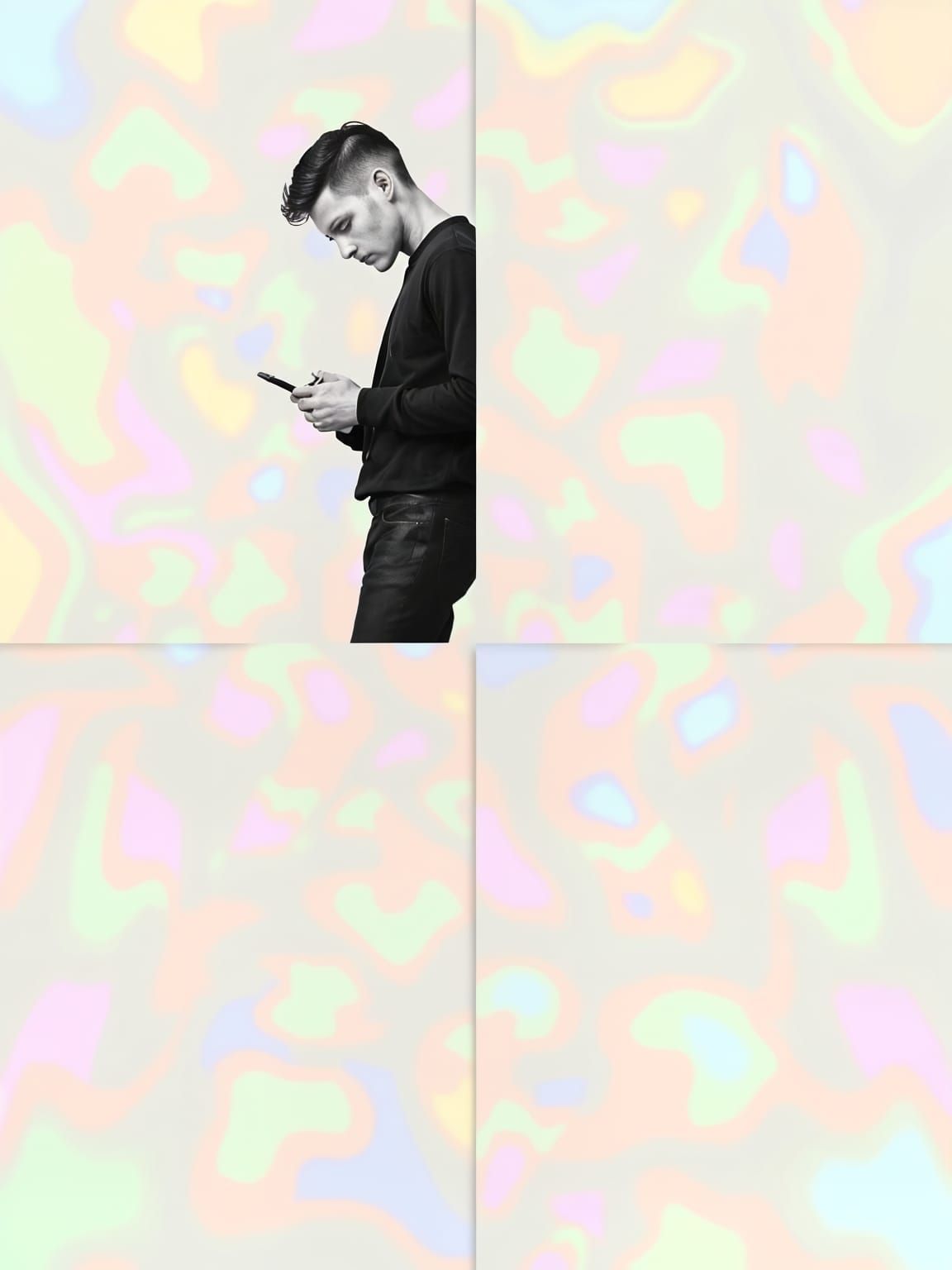 NeoSurreal Collage with Opalescent Moiré Effect