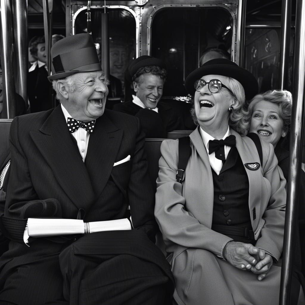 Bus Passengers Playing Games with Faces