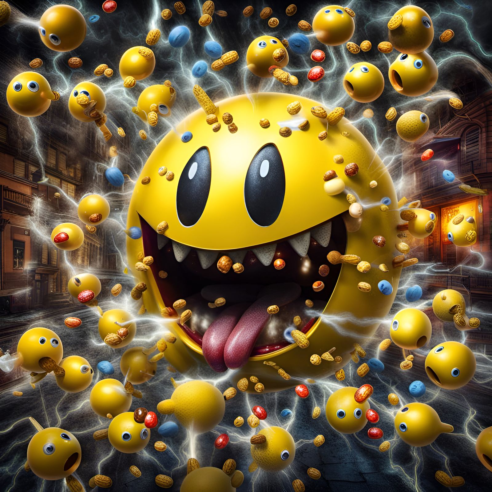 Demonic Pac-Man's Hyperrealistic Feast of Horror