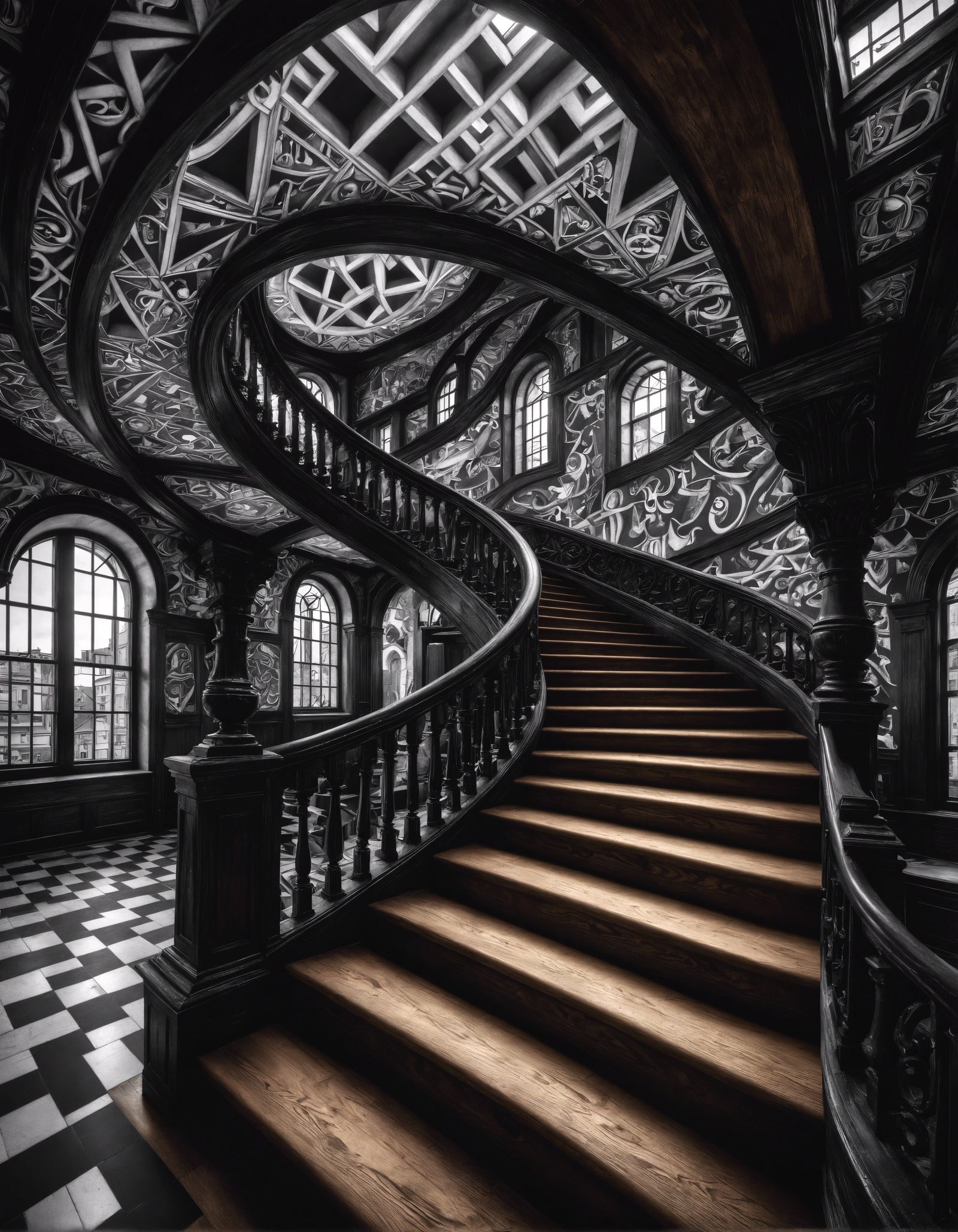 Surreal Optical Illusion in Escher Style