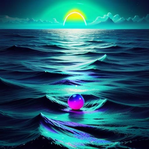 Neon Paradise: Retro Fantasy Landscape in Dreamcore Style