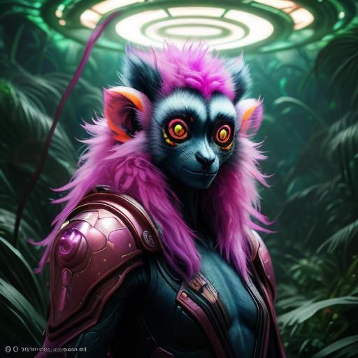Lemur Alien Creature in Biodome: Hyperdetailed Portrait