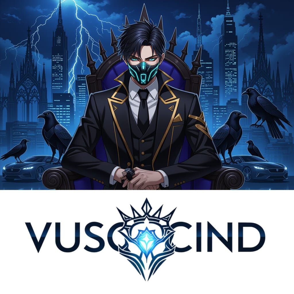 Cyberpunk Anime Portrait: Royal Hacker in Black and Gold