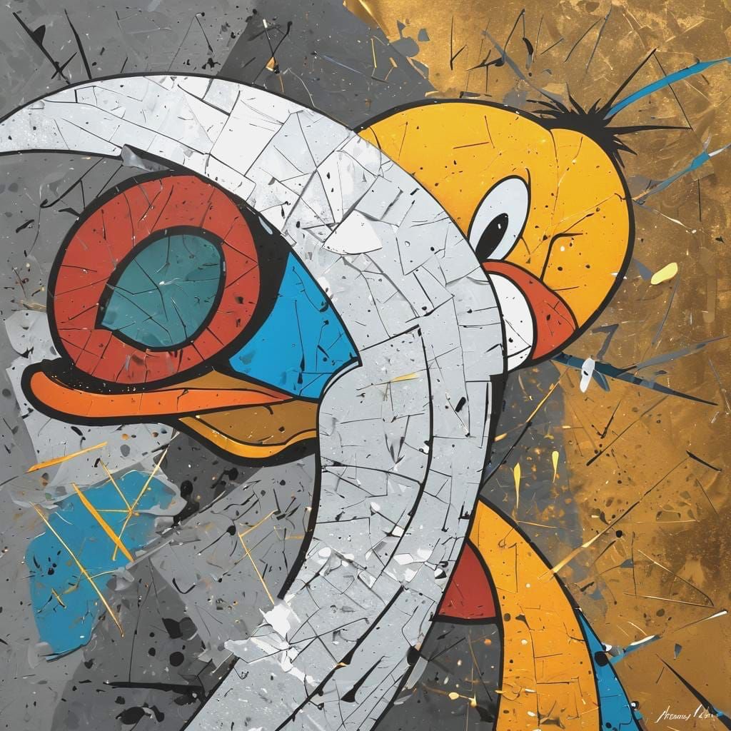 Abstract Daffy Duck and Mickey Mouse Mashup