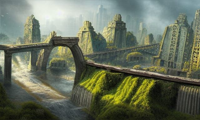 Fantastical Ruins of a Futuristic Jungle Metropolis