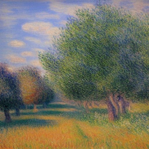 Elderly Woman Picks Fruit in a Vibrant Orchard
