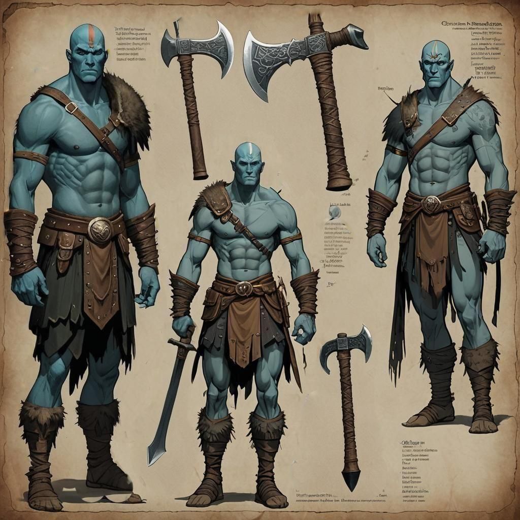 D&D Character Sheet: Bald Goliath Barbarian