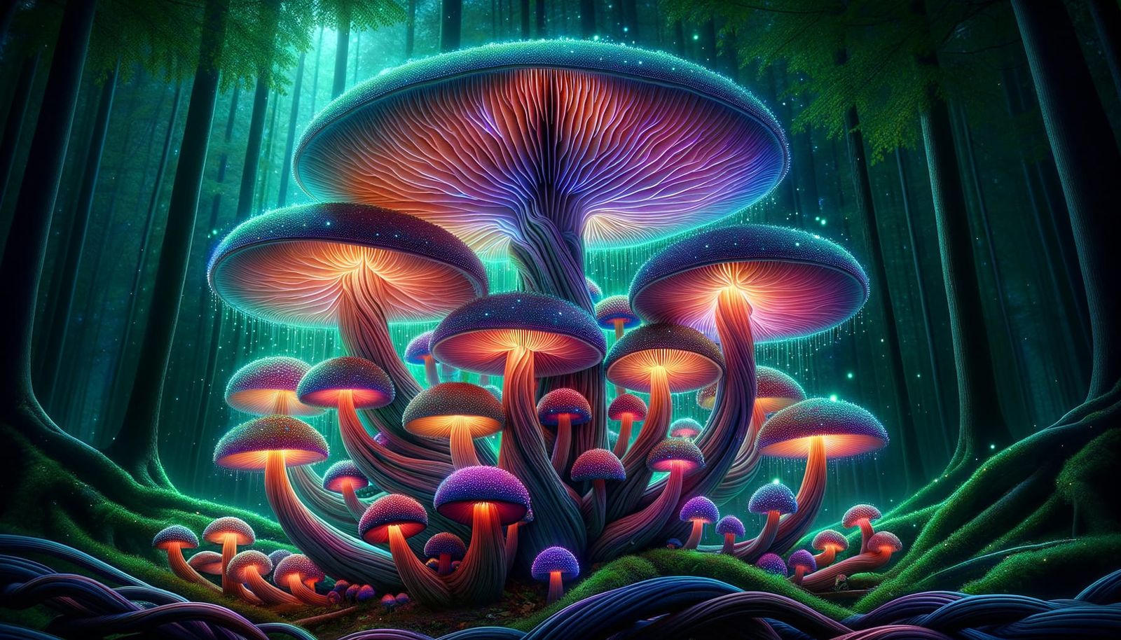Bioluminescent Mushrooms Reveal Forest Pathway