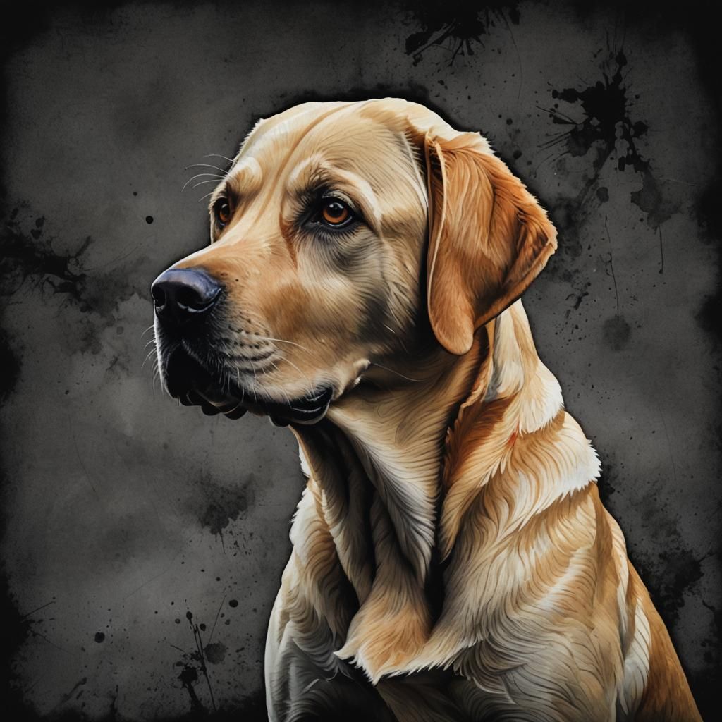 Vibrant Yellow Labrador Portrait on Black