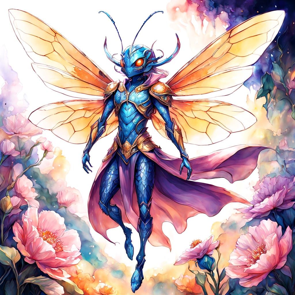 Floral World Insectoid Warrior in Fairycore Style