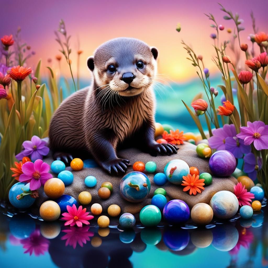 Otter's Enchanted Garden of Marbles and Flowers