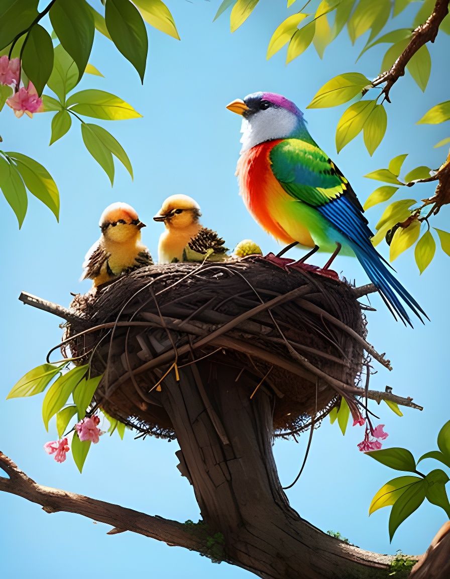 Colorful Bird Family Concept Art