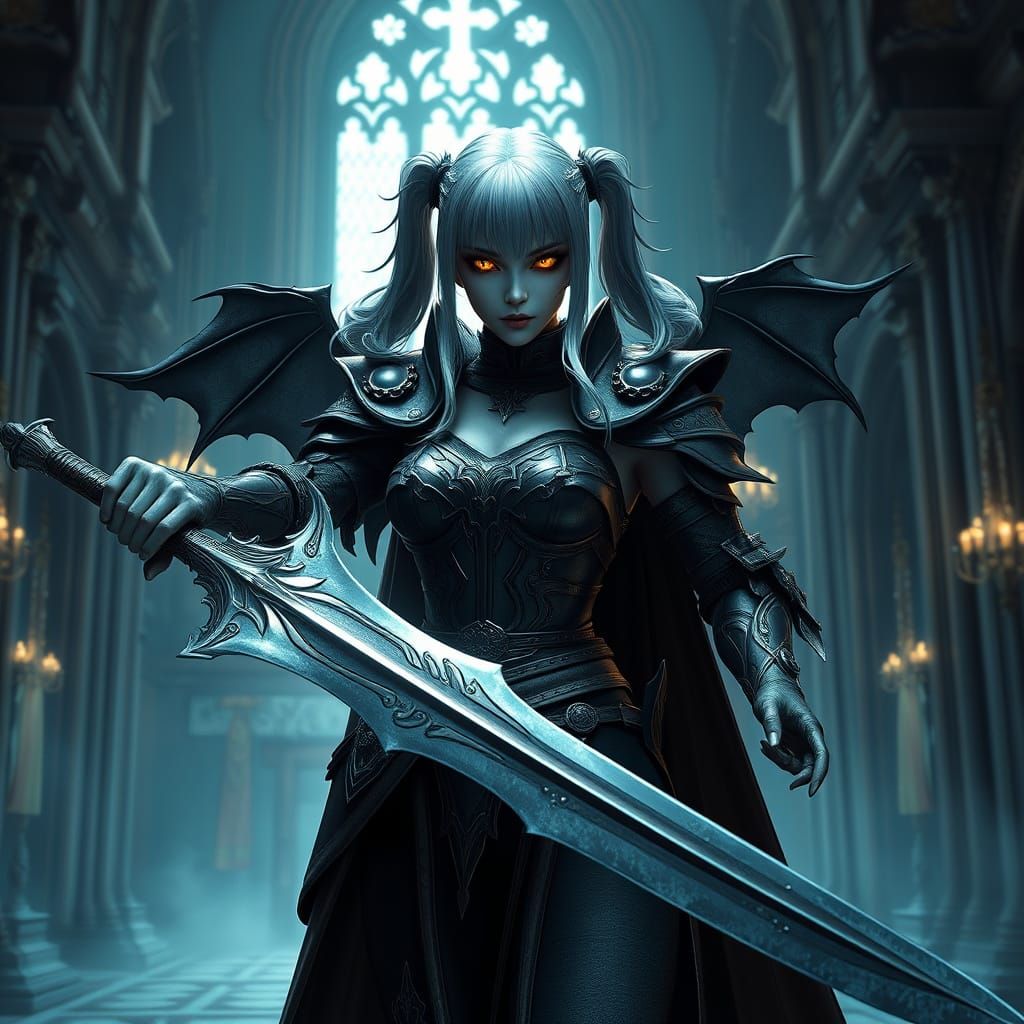 Vampire Paladin in Chapel: Dark Fantasy Concept Art