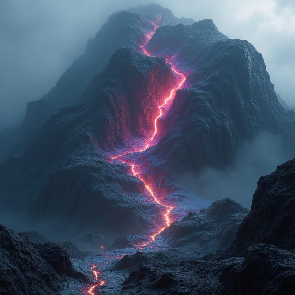 Ethereal Black Mountain Radiates Prismatic Light