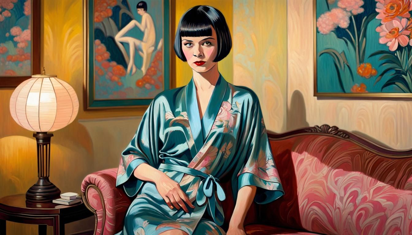 Louise Brooks in Art Deco Style Oil Painting