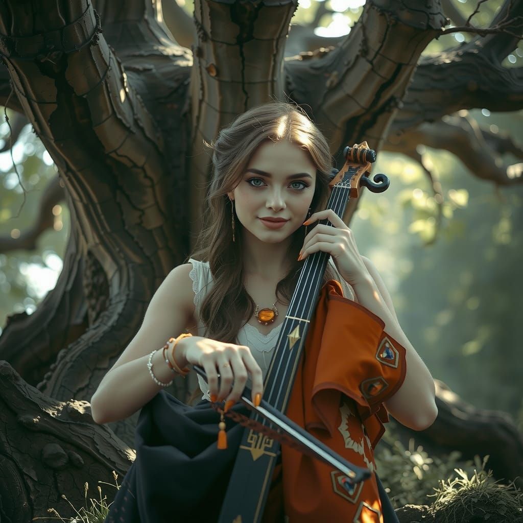 Beautiful Vampire with Red Hair in Art Nouveau Style