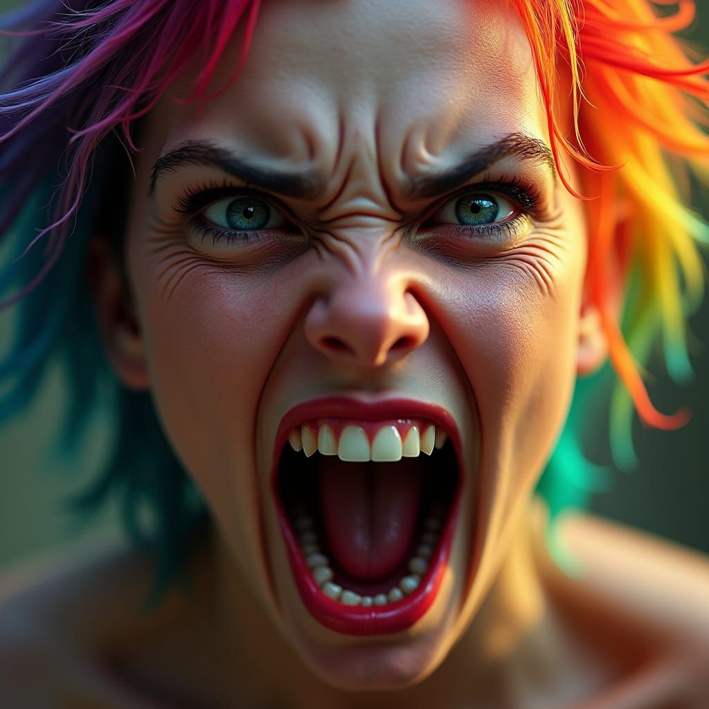 Intense Scream: A Hyperrealistic Digital Portrait