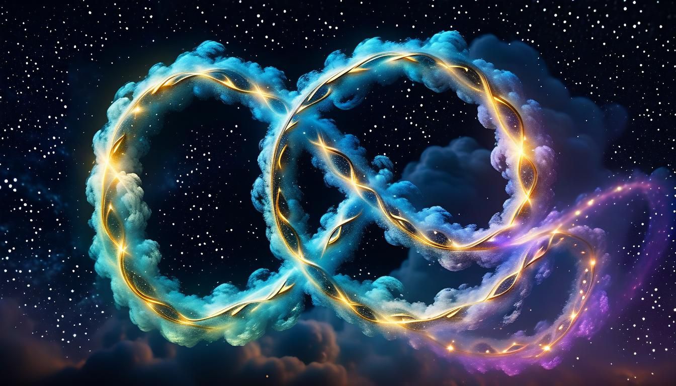 Ethereal Infinity Symbol in Surreal Starry Sky