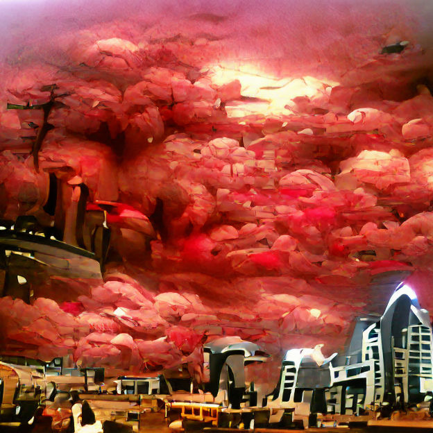 Apocalyptic City Under Red Cloud Sky