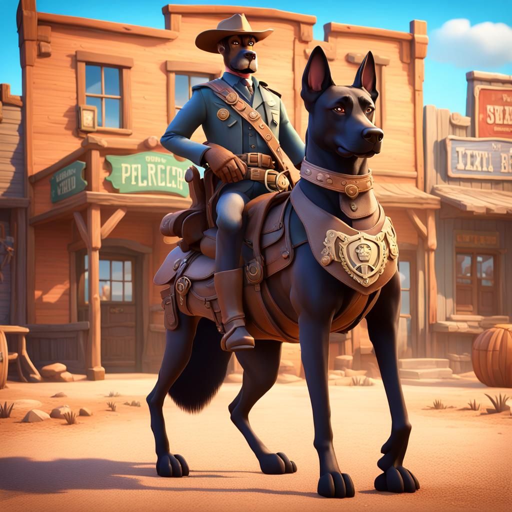 Sheriff Dog Rides Again: 3D Western Art