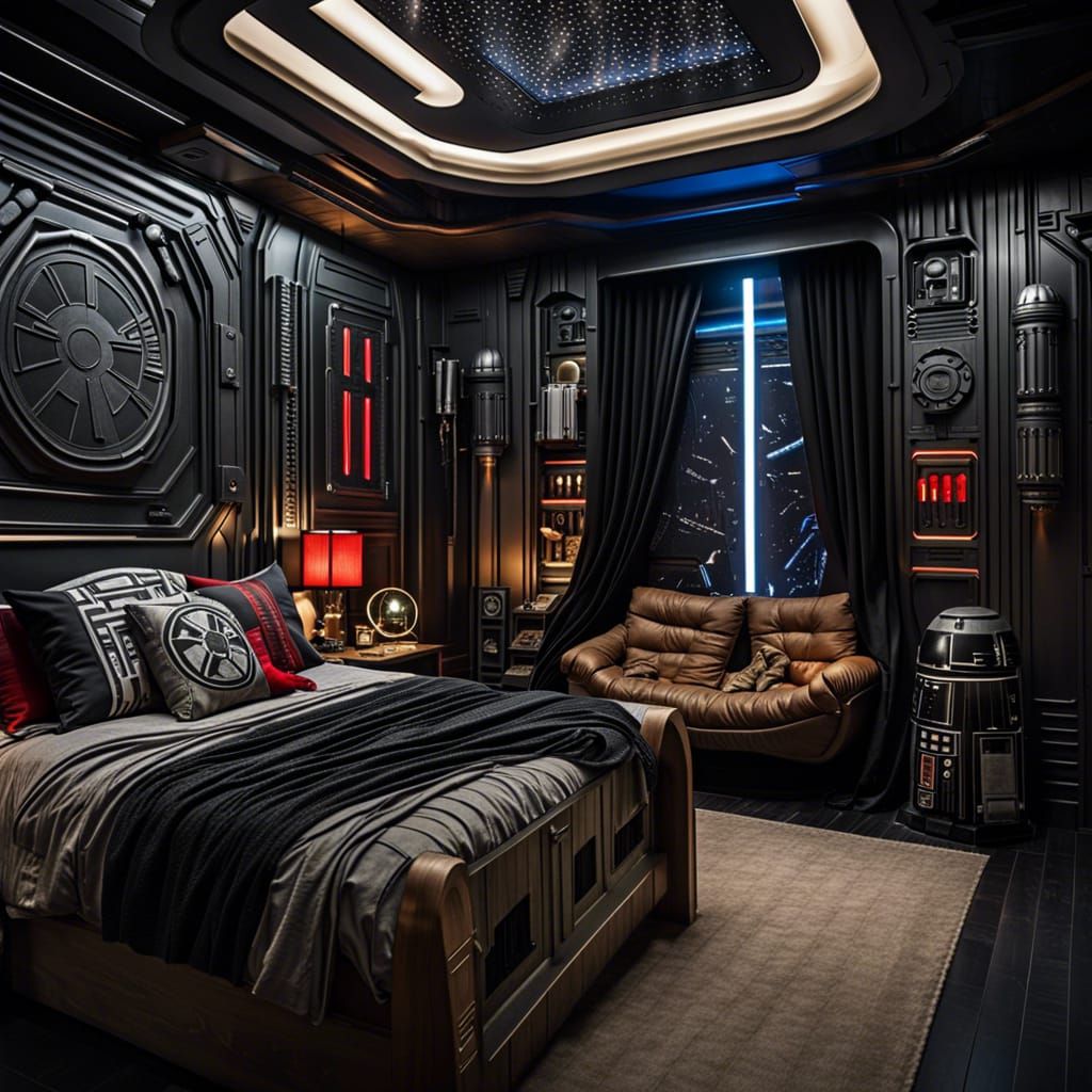 Star Wars Empire Themed Bedroom in Hyperrealistic Style