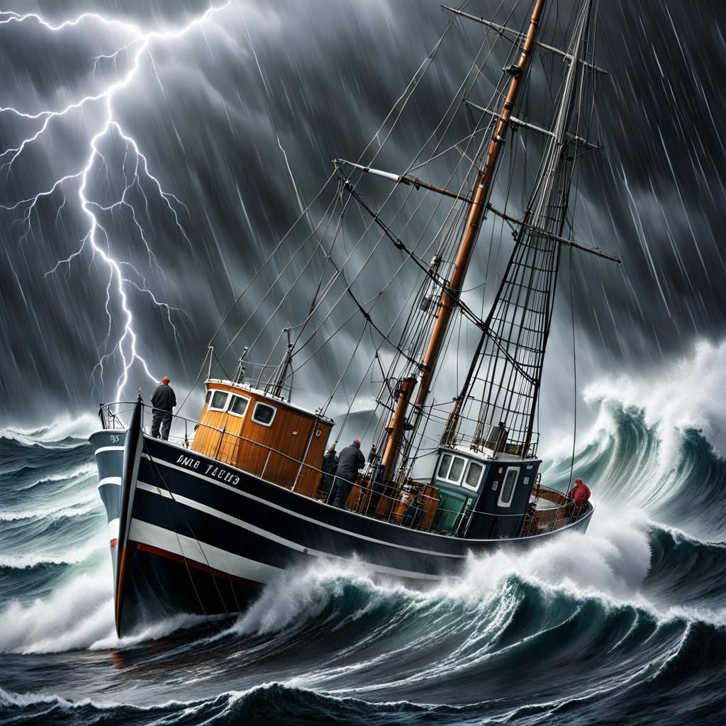 Fishermen Battle Surreal Storm at Sea