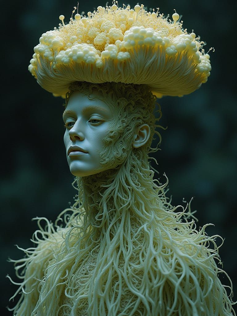 This Man is Filigrous in Mauve Limegreen Black Fungal Ballgown