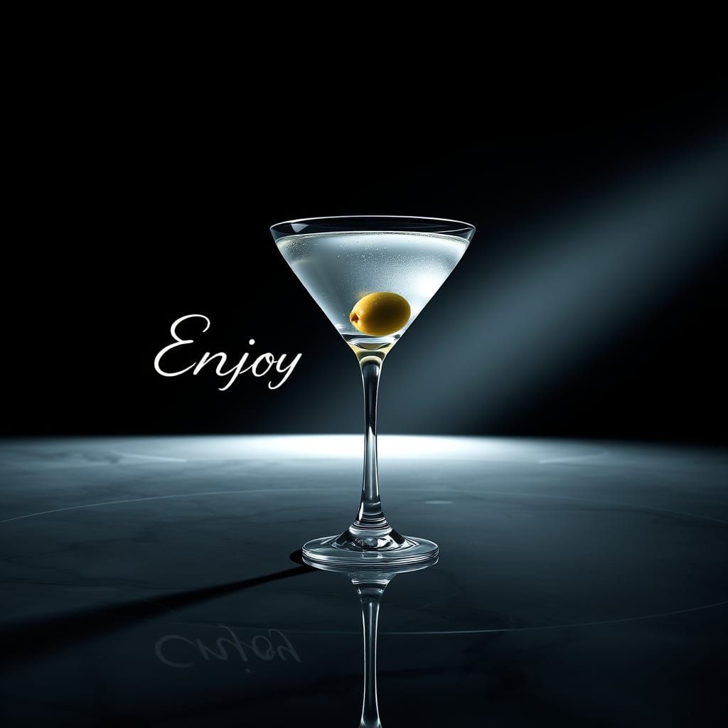 Sleek Dry Martini Poster in High Contrast Black