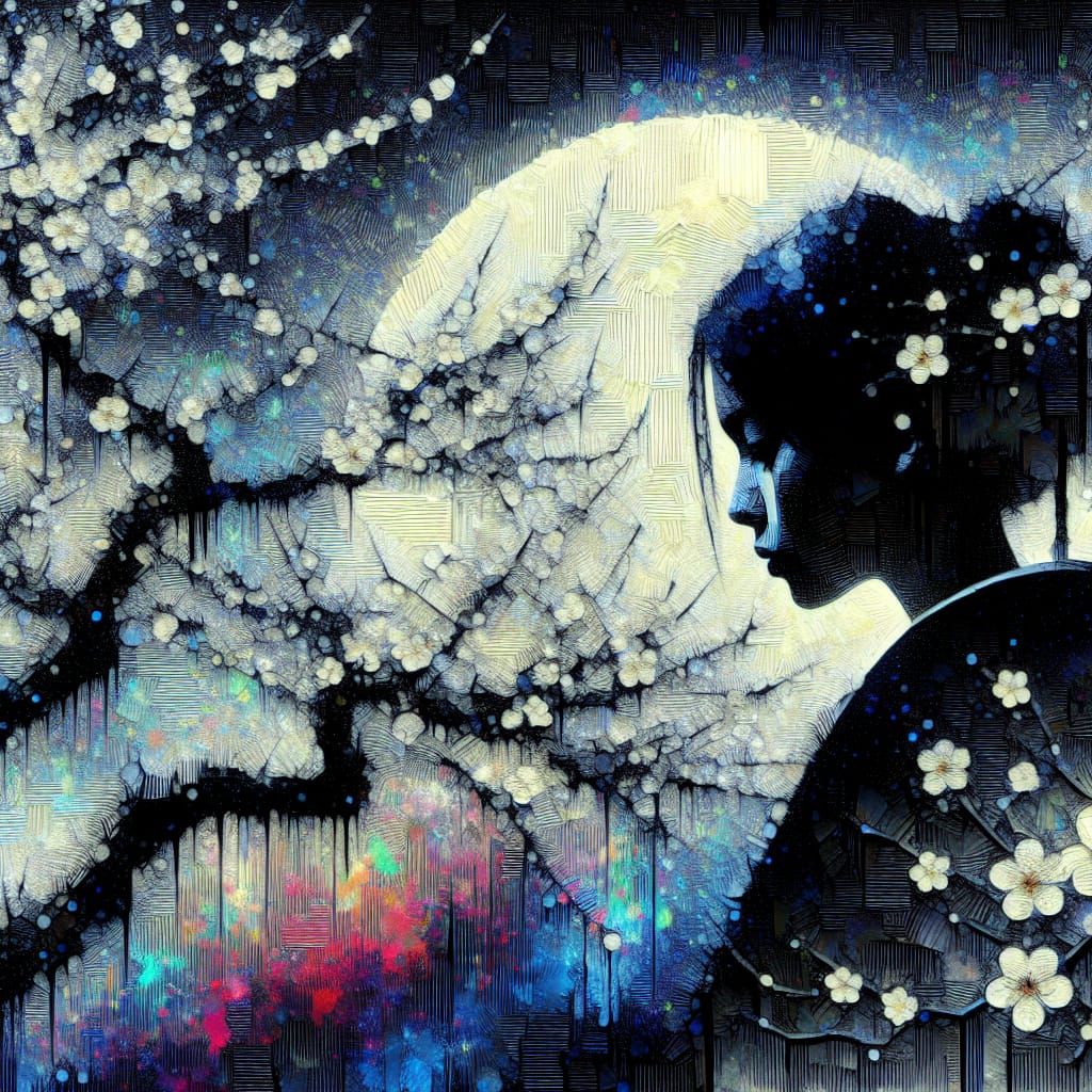 Haunted Figure Awaits Spring, Impasto Gouache Watercolor