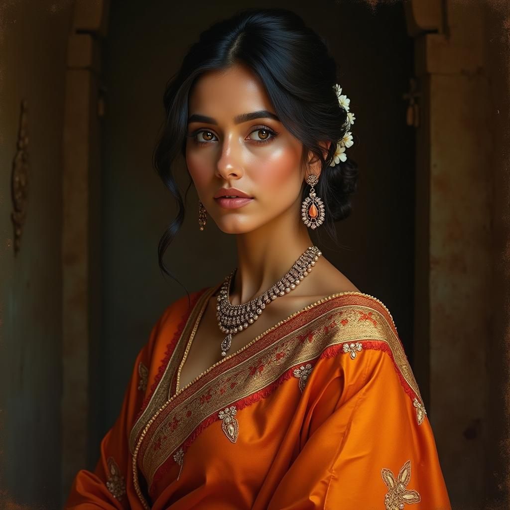 Exquisite Portrait of Woman in Indian Attire