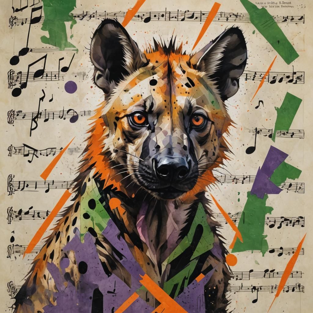 Bauhaus-style portrait of a Hyena