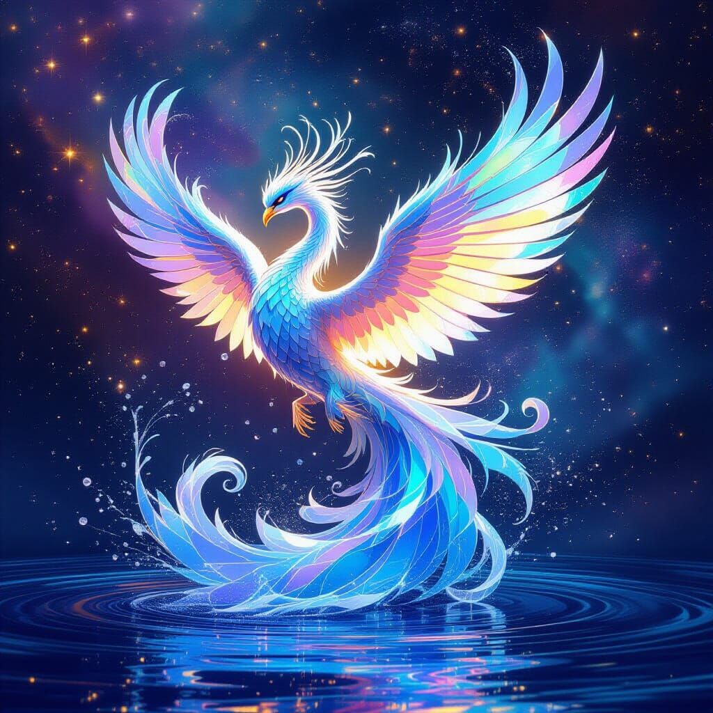 Ethereal Water Creature in Cosmic Nebula