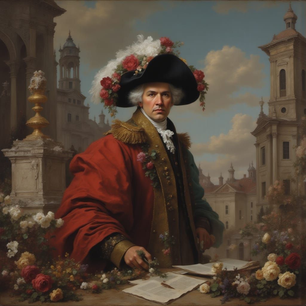 Classical Renaissance Man Portrait in Oil