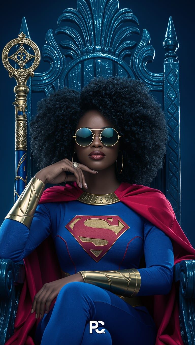 Surreal Retro Anime Goddess Seeks Wisdom in Lavish Throne Ro...