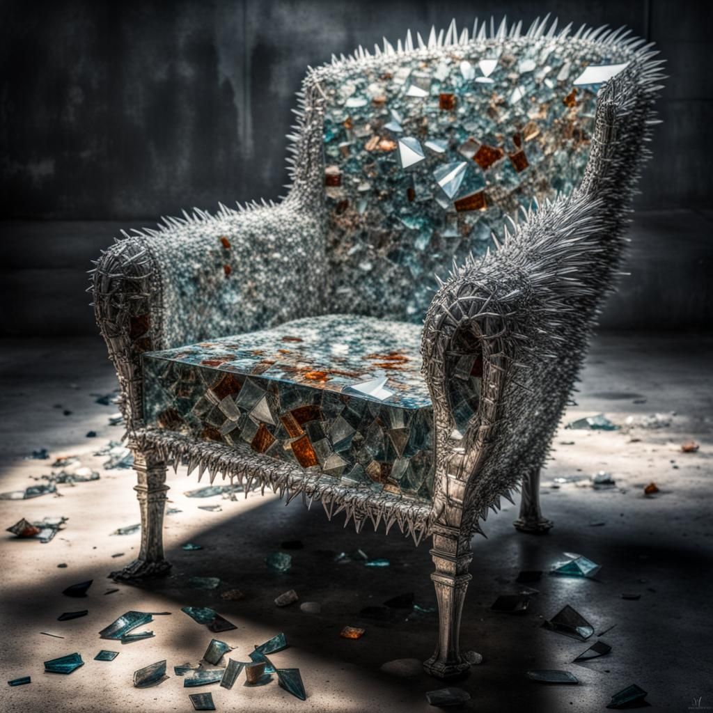 An armchair made of broken glass.