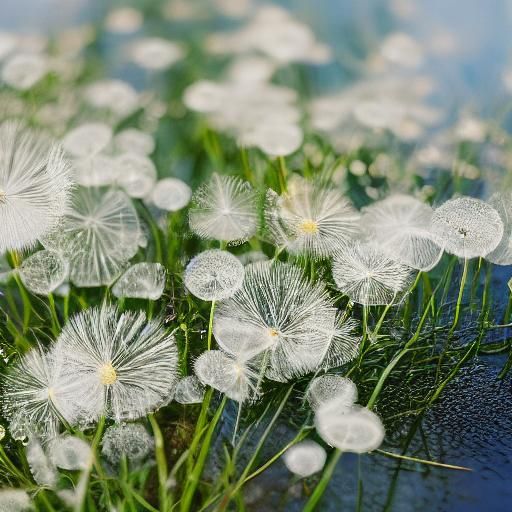 Dandelions Under a Glowing Moon: Macro Photograph