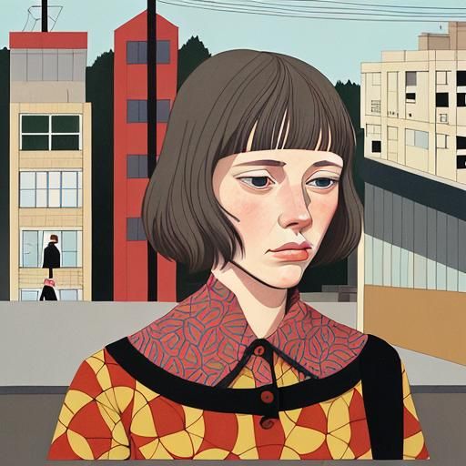 Abstract Social Scene in Bold Geometric Style