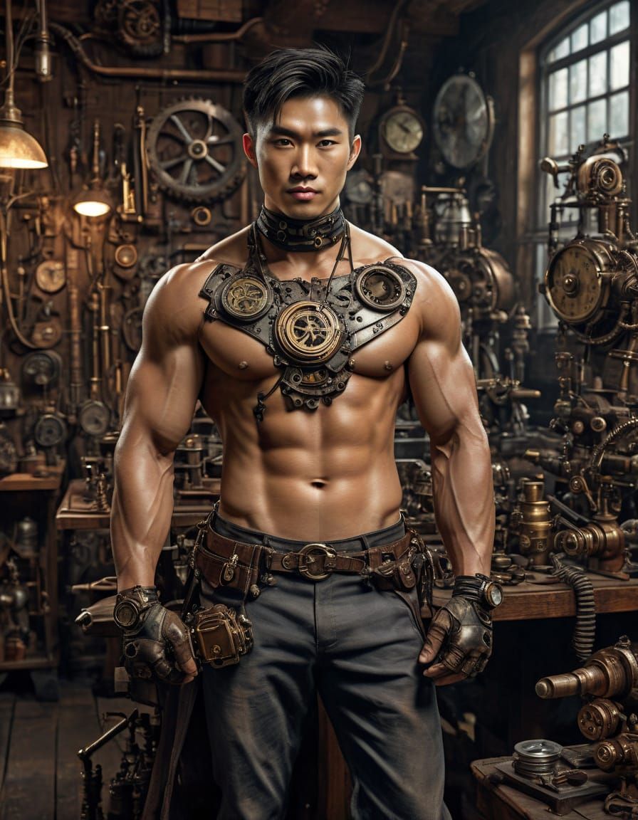 Steampunk Man's Workshop | Gay Art Masterpiece