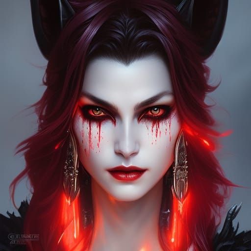 Rabbit-Vampire Portrait in Dark Fantasy Style