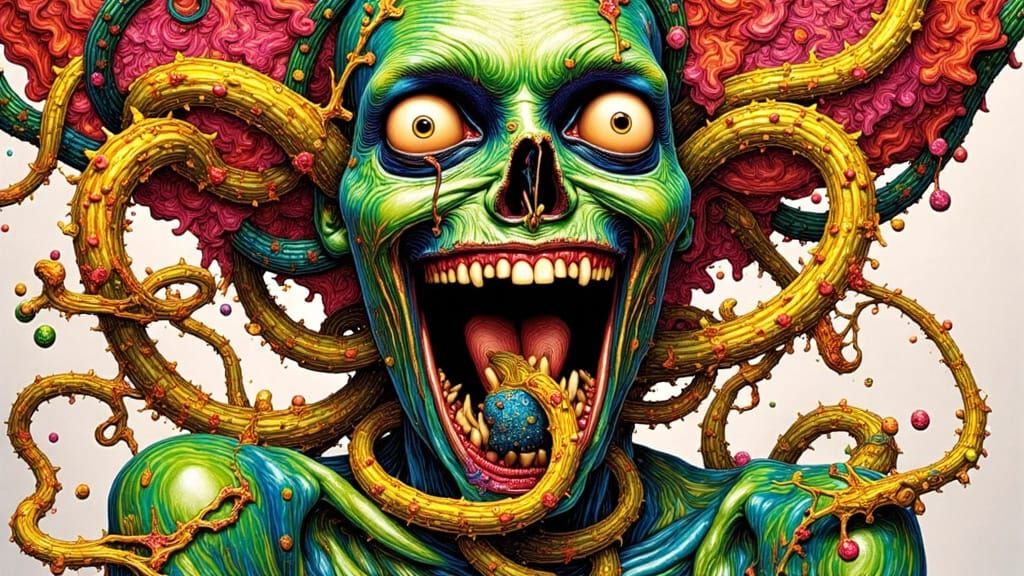 Psychedelic Medusa Icon in Liquid Vector Art