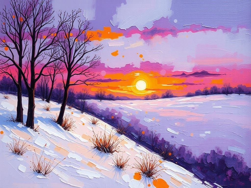 Vibrant Impressionist Winter Wonderland