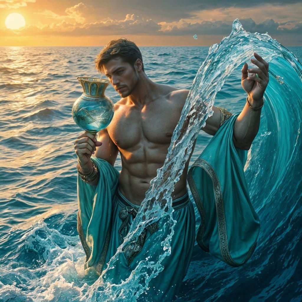 Epic Aquarius Zodiac Sign Digital Painting