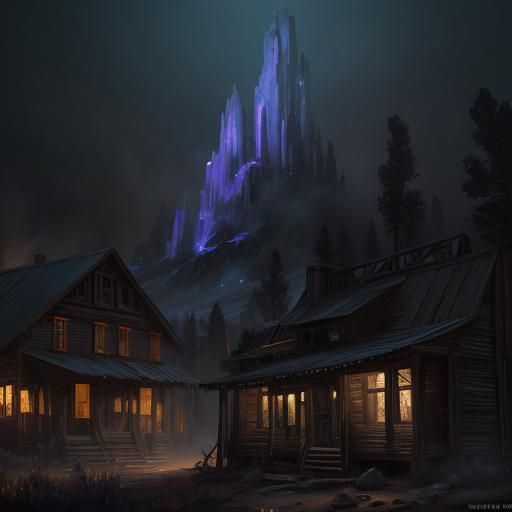 Spectral Spirit Haunts Old West Town in Dark Fantasy