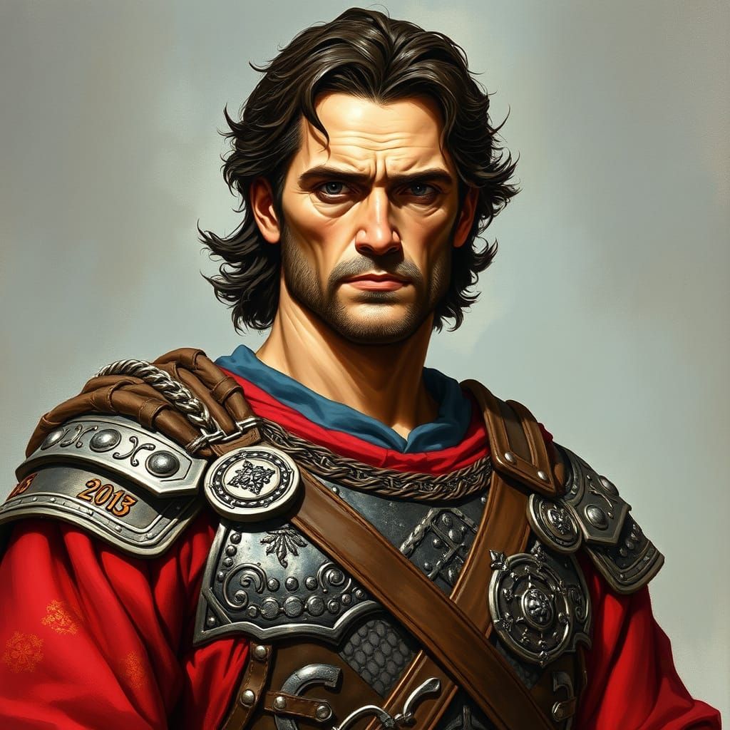 Regal Warrior King in Traditional Armor