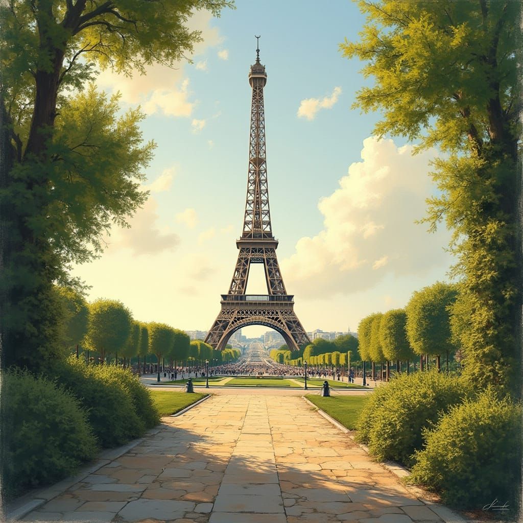 Eiffel Tower in Impressionist Style