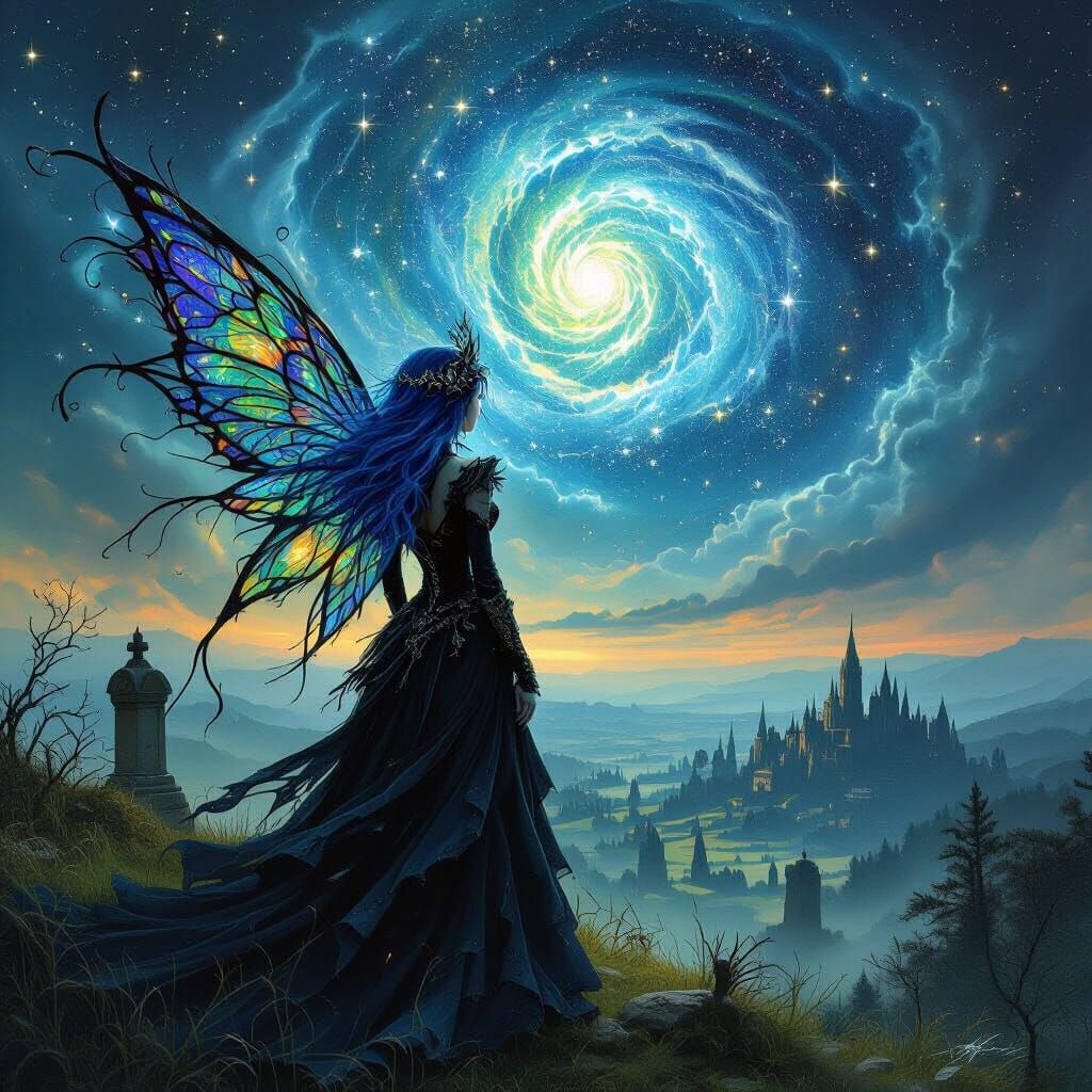 Gothic Fairy with Stained Glass Wings