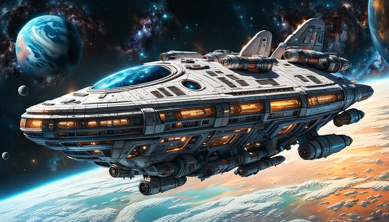 Cybertronic Venusian Spaceship in Space