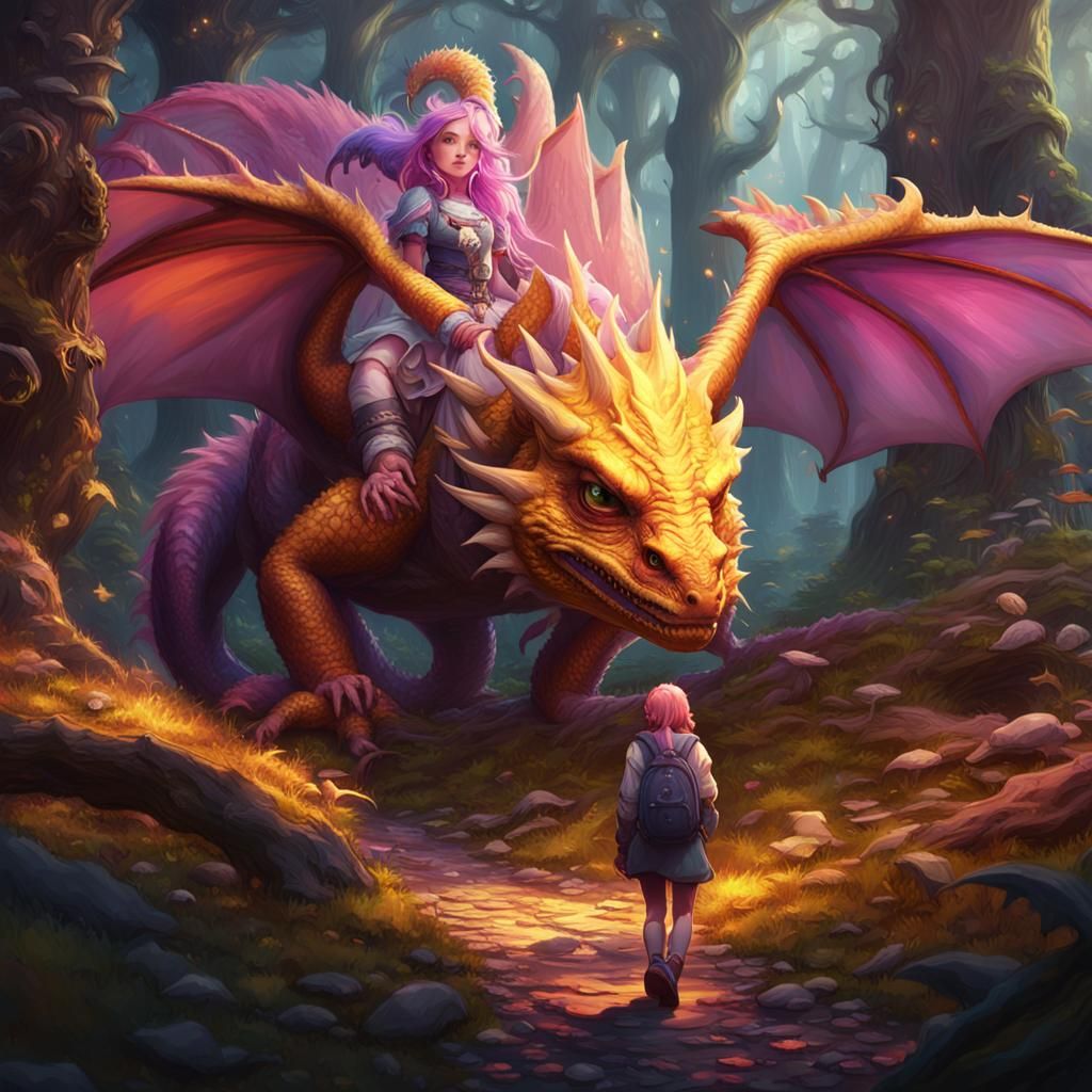 Enchanted Forest: Girl and Dragon in Fantasy Art